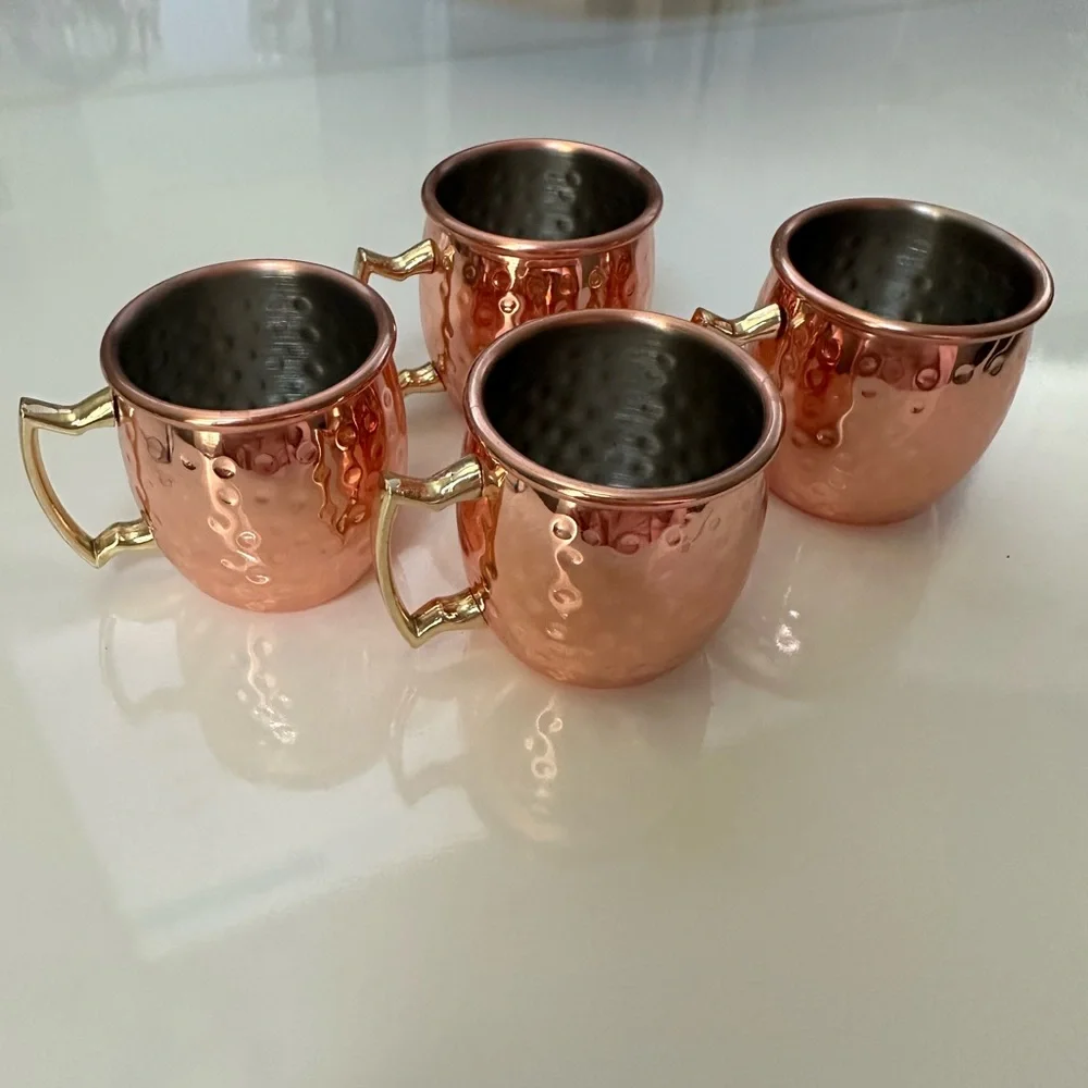 Set of 4 Mini Moscow Mule Mugs, Copper, 2 oz.